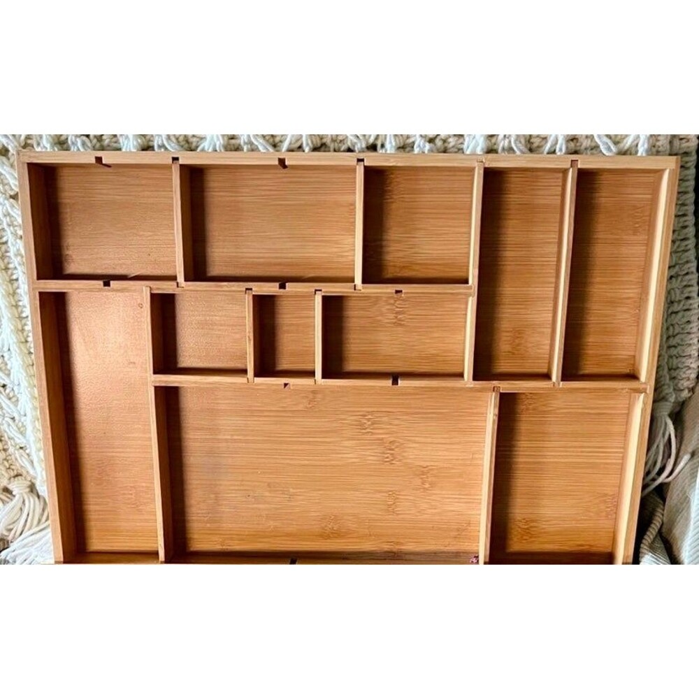 Bamboo Drawer Organizer Up to 11 Compartments (Bx 6)
